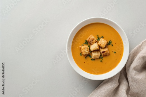 Tasty squash soup served wi...