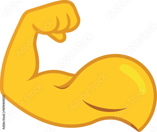 3D emoji icon Muscle arm isolated on white background. Fit and strong muscular, bodybuilding.