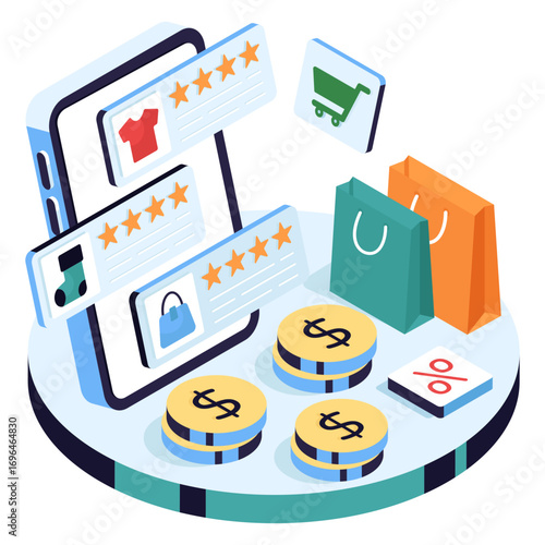 A unique design illustration of shopping feedback