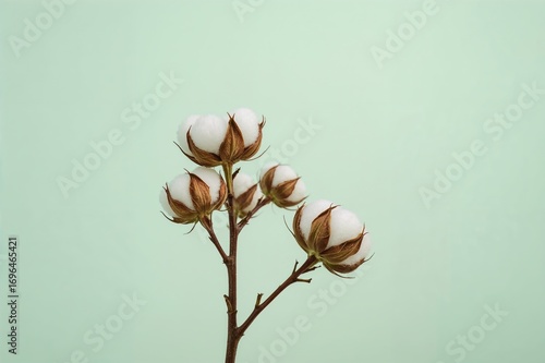 Soft white cotton plant on a muted background