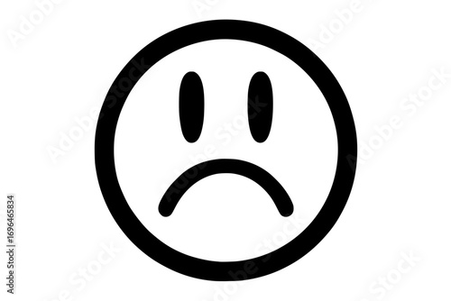 Sad face emoticon symbol with black outline and white background
