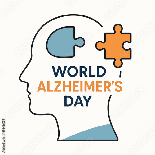 World Alzheimer’s Day – Purple Ribbon Brain Awareness Concept.