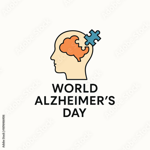 World Alzheimer’s Day – Purple Ribbon Brain Awareness Concept.