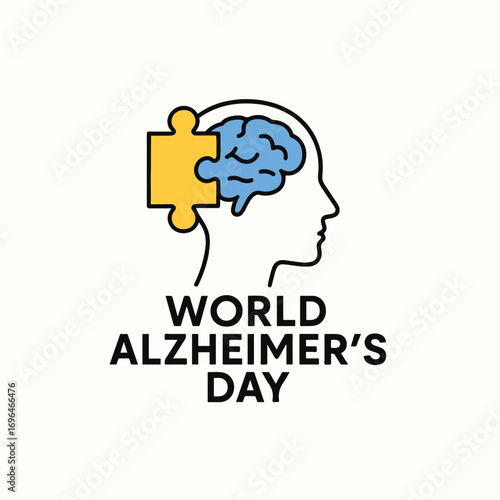 World Alzheimer’s Day – Purple Ribbon Brain Awareness Concept.