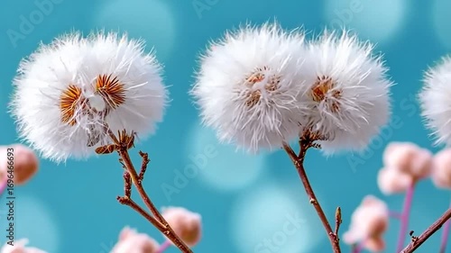 Delicate White Flower Blooms Against a Teal Background