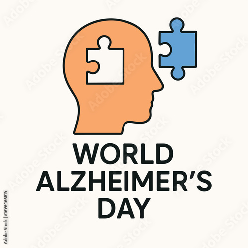 World Alzheimer’s Day – Purple Ribbon Brain Awareness Concept.