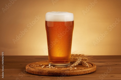 Amber lager in a clear glas...