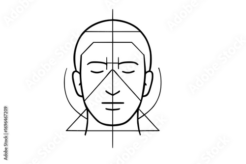 Human Head Geometric Proportions Line Art Illustration
