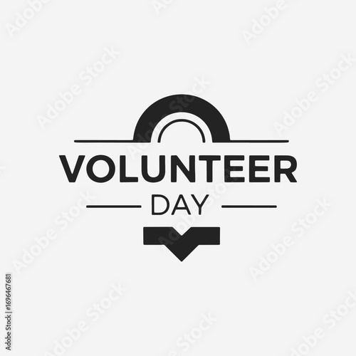 The flat design concept for Volunteer Day poster focuses on simplicity, elegance, and ease of recognition. Vector Sign for Banner, Logos, Labels and Icons.