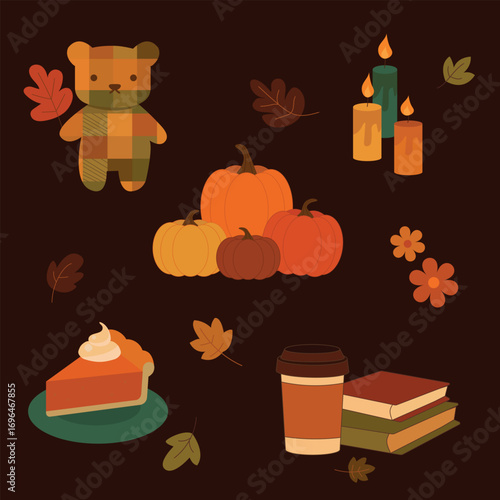 Autumn Cozy Set Vector Illustration