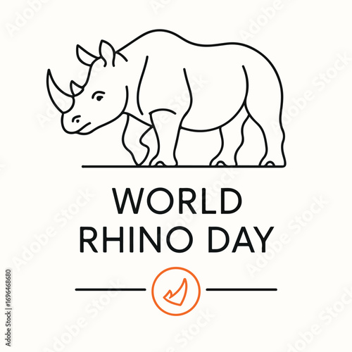 World Rhino Day Awareness: Rhino Silhouette with Earth & Conservation Theme.