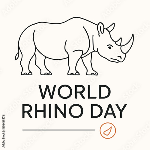 World Rhino Day Awareness: Rhino Silhouette with Earth & Conservation Theme.