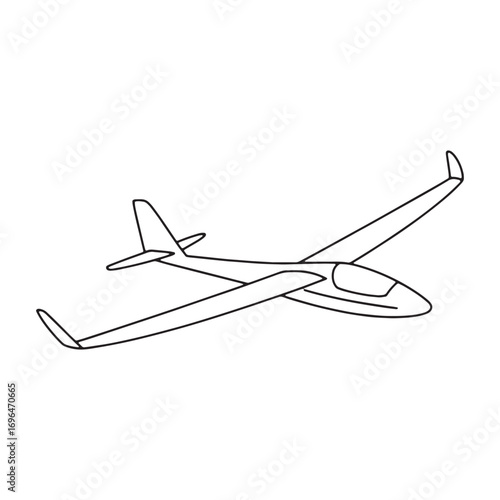 A Graceful Glider Soaring High An Artistic Depiction of Aviation in Black and White Line Art