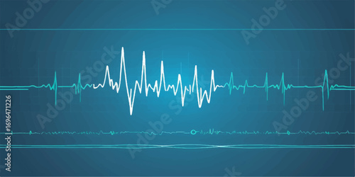 Medical heart rate monitor displaying a green cardiogram wave on a digital screen, symbolizing health and frequency