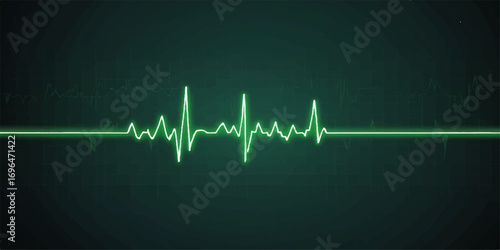 A vector illustration of a green heartbeat EKG line forming a love heart on a medical monitor