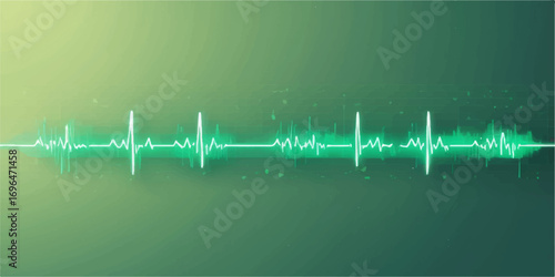 Green cardiogram heartbeat on a health monitor, showing a pulse graph line