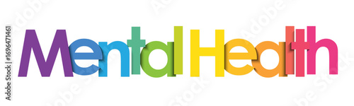 MENTAL HEALTH colorful vector typography banner