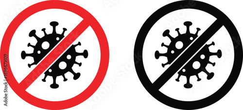 No virus sign isolated on white background, stop coronavirus concept