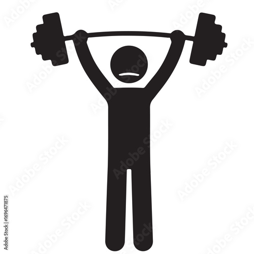 Silhouette of Person Weightlifting Overhead with Effort Icon
