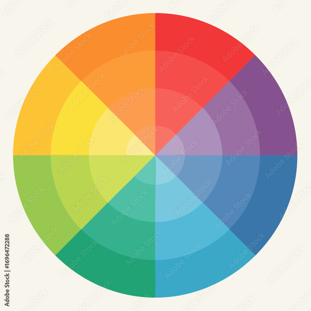Obraz premium Vivid Concentric Gradient Color Wheel on Light Neutral Background