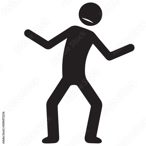 Black Silhouette Icon of Confused or Hesitant Person