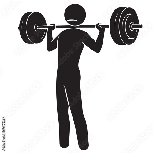Black Silhouette of a Person with Barbell for Weight Training