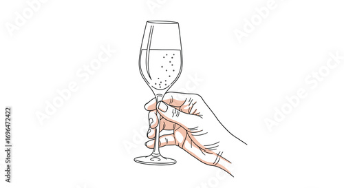Elegant hand holding a delicate wine glass a celebration of fine dining and sophisticated enjoyment
