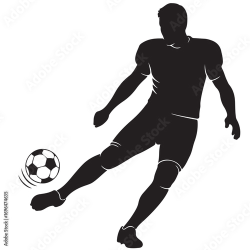 Dynamic Soccer Player Kicking Ball Silhouette
