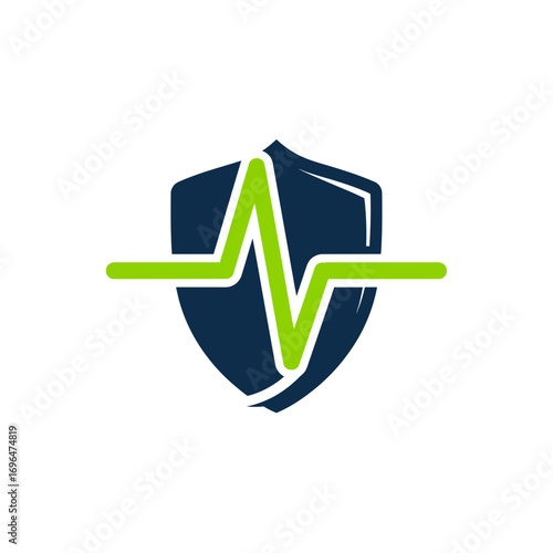Clean Vector Art Health Monitoring App Icon in Lime Green & Blue