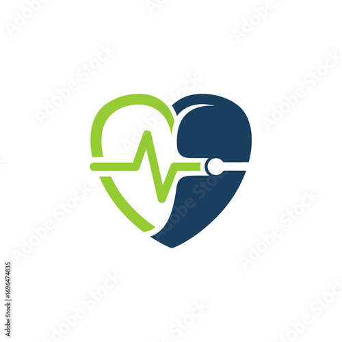 Clean Vector Art Health Monitoring App Icon in Lime Green & Blue