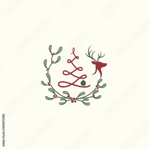 Elegant Minimalist Mistletoe App Icon in Subdued Colors