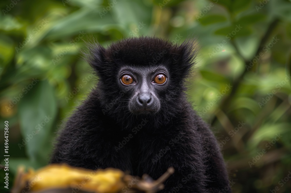 Obraz premium Eulemur macaco species spotted in its natural habitat