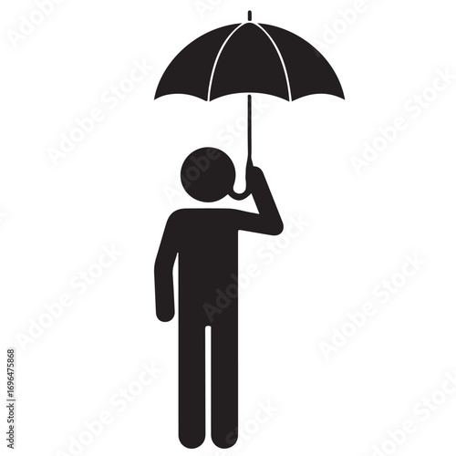 Black Silhouette of a Person Holding an Open Umbrella