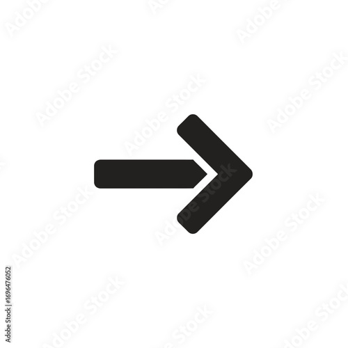 Line Art Right Arrow Icon in Monochrome Black and Grey