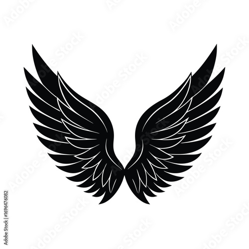 Black Angel Wings Silhouette Keywords: angel wings, black wings, silhouette, spread wings
