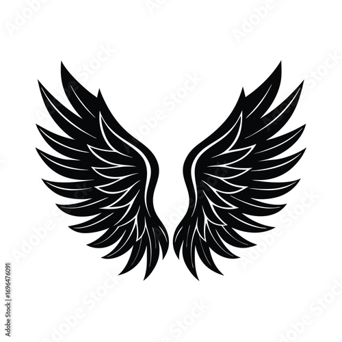 Black Angel Wings Silhouette Keywords: angel wings, black wings, silhouette, spread wings