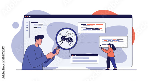 Understanding and diagnosing software bugs with magnifying glass and code snippets for debugging