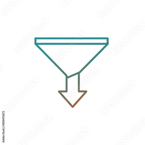 Monoline Filter Arrow Icon for Data Filtering