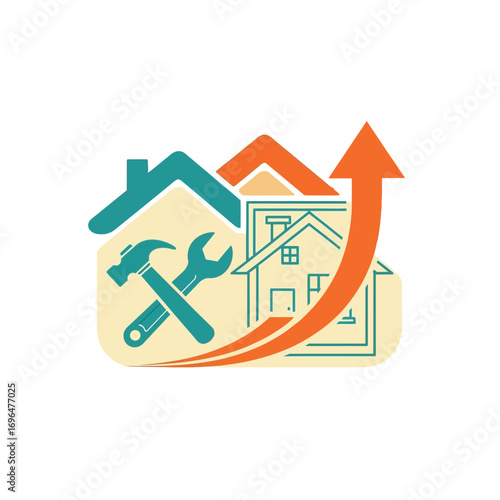 Rounded Renovation App Icon in Retro Teal & Orange