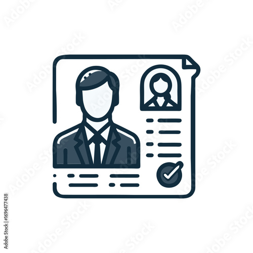 Professional profile illustration with details and checkmark