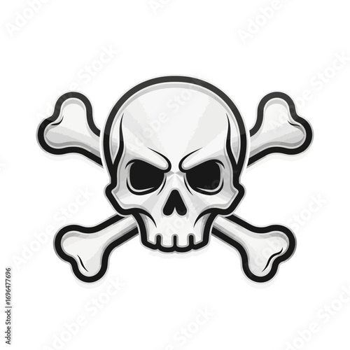 Elegant Monoline Skull App Icon in Silver and Black