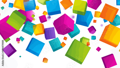 Colorful Cubes Floating Abstract Background.