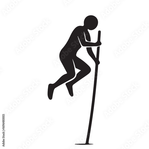Silhouetted Athlete Pole Vaulting Icon