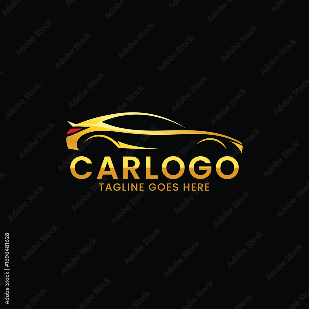 Fototapeta premium Elegant Golden Car Logo with Tagline on Black