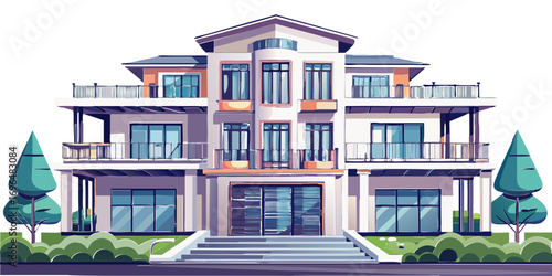 Vector graphics, architecture, design, real estate, modern, high-tech, style, house, bungalow, outbuilding, dwelling, garage, dream, advertising, banner, project, classic, rent, housing