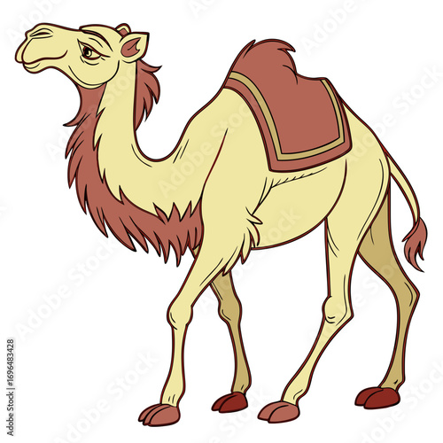 Cartoon camel with saddle