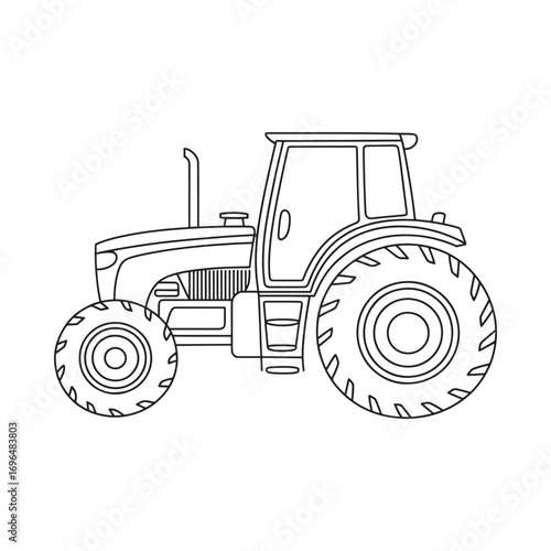 Detailed Line Art Depiction of a Classic Farm Tractor Highlighting its Rugged Design and Agricultural Utility with Clean Lines