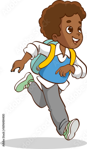 school children happily go to school.