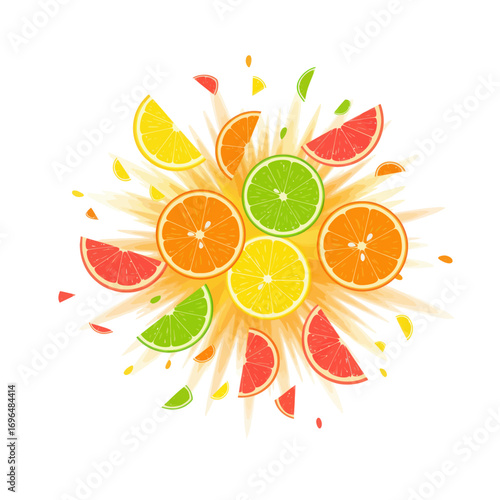 Vibrant Citrus Burst A Colorful Explosion of Fresh Oranges, Lemons, and Grapefruits
