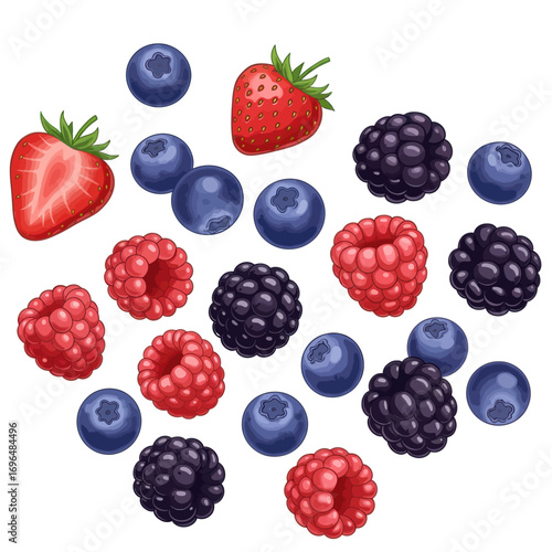 Summer Berry Mix Raspberries, Strawberries, Blueberries, and Blackberries